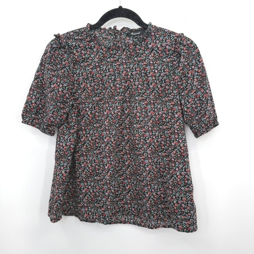 Madewell Floral Ruffle Blouse Women XS Cotton Cottagecore Boho Ditsy Romantic